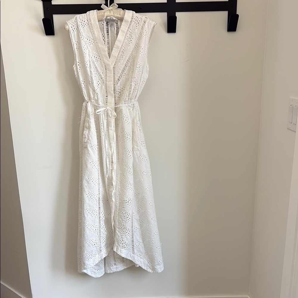 All Saints Tate Broderie White Sleeveless Maxi Sundress - Size 4